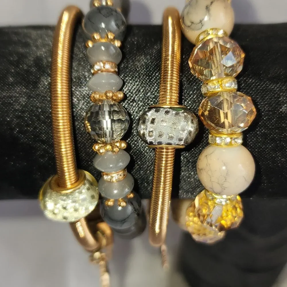 Gorgeous Grey and Gold Diva Stack Bracelets NWOT